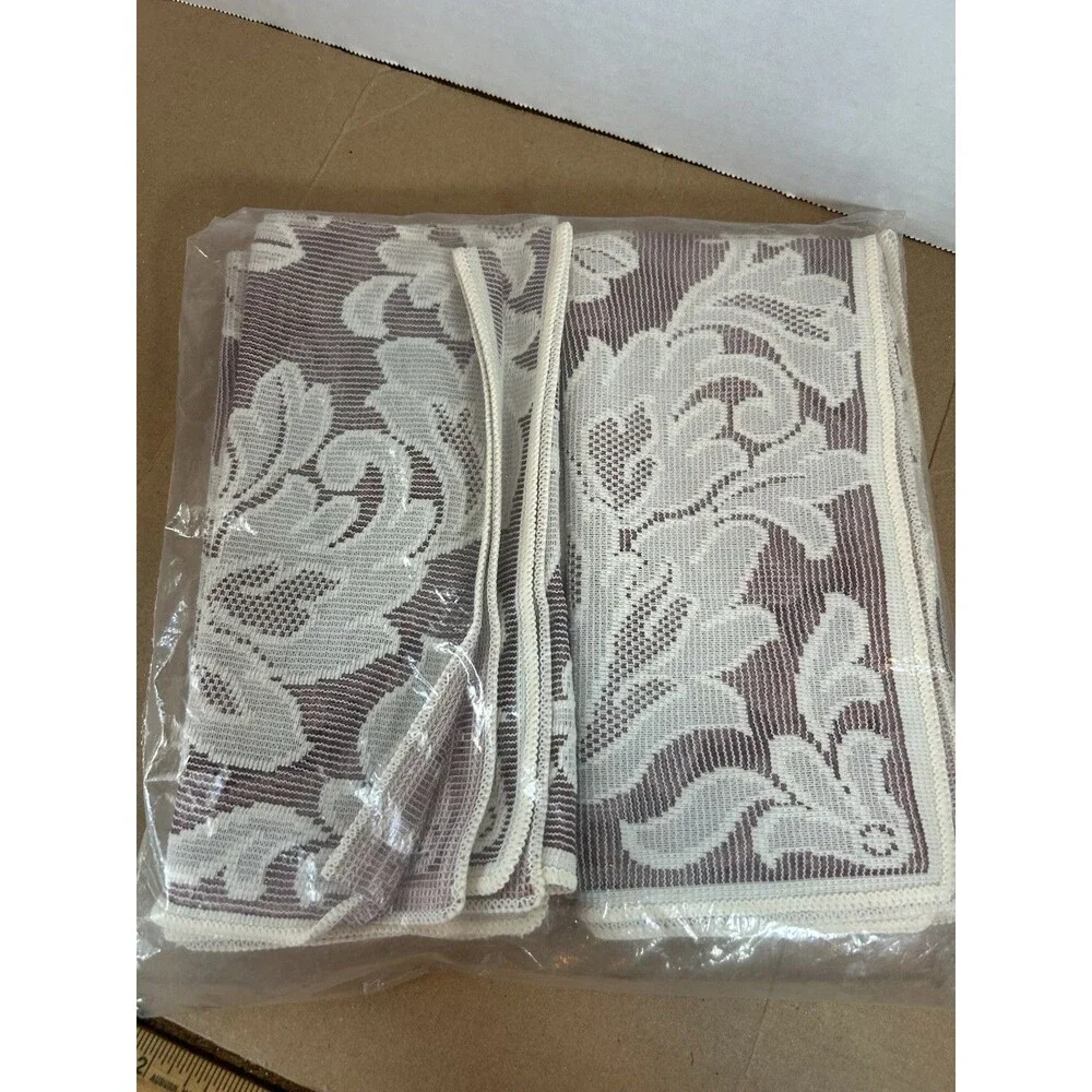 Vintage Lace Napkins Set Floral Burgundy Cranberry Cream USA Lot 4 Table Linens